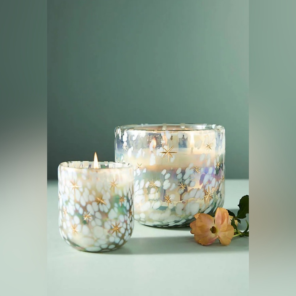 Anthropologie - Festive Woody Winter Woods & Vanilla Gilded‎ Glass Jar Candle